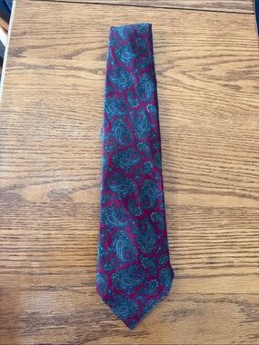 Tie Burgundy Paisley  with Teal and Navy Accents